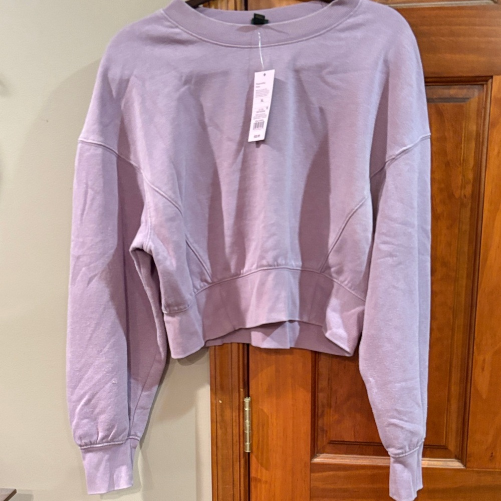 women’s cropped purple crewneck wild fable/ nwt/size XL